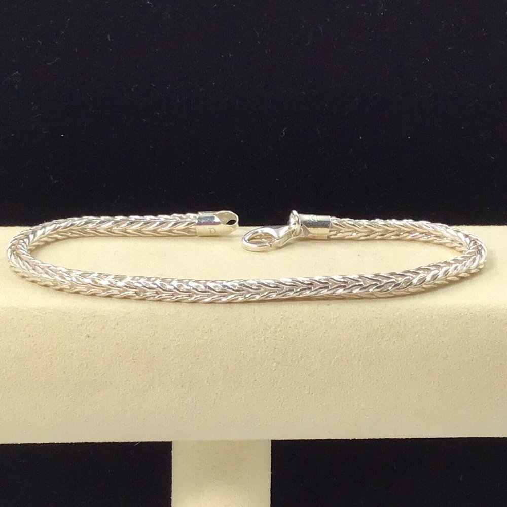 Sterling Silver Bracelet Solid Wheat Chain 9” 4mm… - image 3